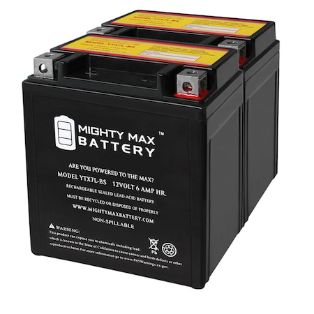 YTX7L-BS 12V 6Ah Replacement Battery for Tytaneum YTX7L-BS-FA - 2Pack